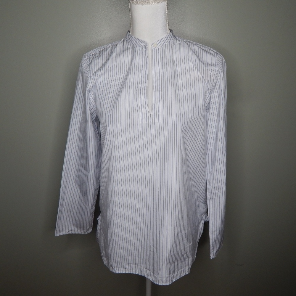 everlane women stripe shirt sz 6 white/blue
